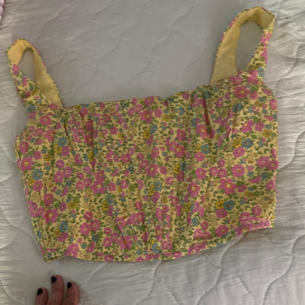 House of CB Floral Crop Top - Pink and Yellow
